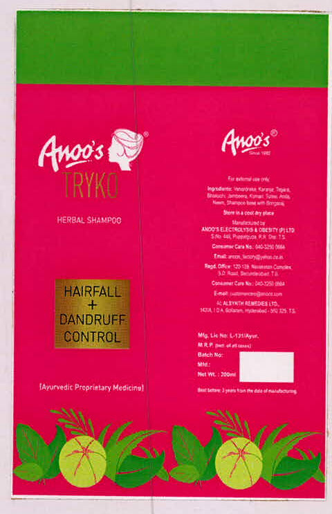 Anoo's Tryko Herbal Shampoo Device mark 3184451 Trademark