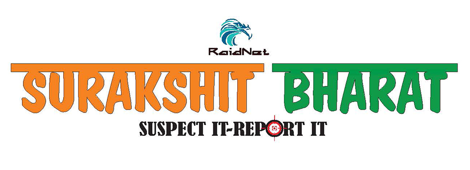 Raidnet Surakshit Bharat Suspect It - Report It (with Device Of Eagle's Head) Device mark 3207842 Trademark