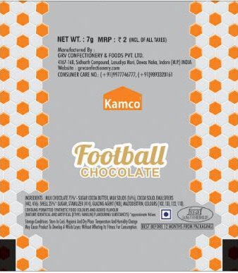 Kamco Football Chocolate (orange Colour) Device mark 3306572 Trademark