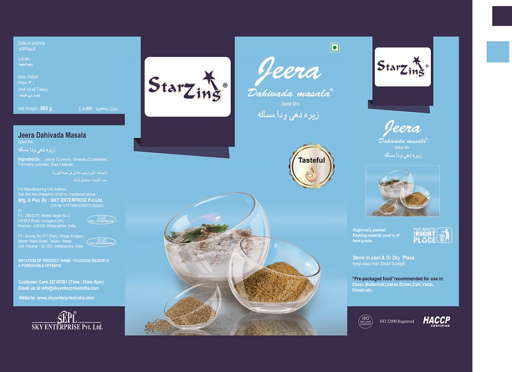 Starzing Jeera Dahivada Masala Device mark 3410499 Trademark