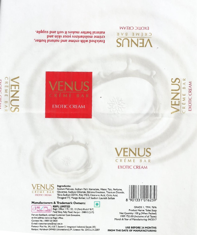 Venus Creme Bar Exotic Cream Device mark 3529600 Trademark