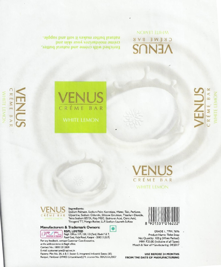 Venus Creme Bar White Lemon Device mark 3529601 Trademark