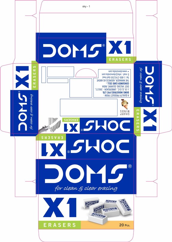 Doms X1 Erasers Box Cover Device mark 3701115 Trademark