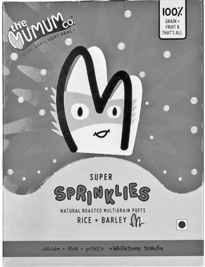 The Mumum Co. Very, Very, Very Real With Unique And Distinctive Cartoon Character, Device And Words Super Sprinklies Device mark 3714798 Trademark