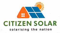 Citizen Solar, Solarising The Nation, Device Of Picture Of House And Sun Device mark 3723611 Trademark