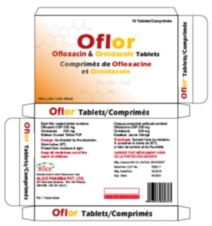 Oflor Ofloxacin & Ornidazole Tablets Device mark 4408276 Trademark