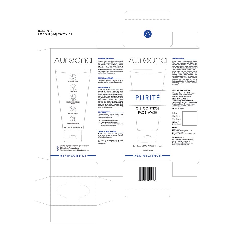 Aureana Purité Oil Control Face Wash #skinscience Device mark 4437008 Trademark