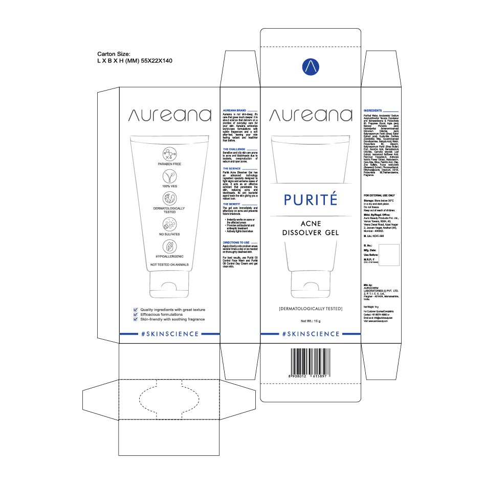Aureana Purité Acne Dissolver Gel #skinscience Device mark 4437009 Trademark