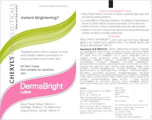 Cheryl’s Dermabright Lotion Device mark 4936922 Trademark
