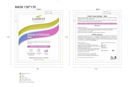 Cheryl’s Aqua Hydrogel Mask Label Device mark 4938276 Trademark