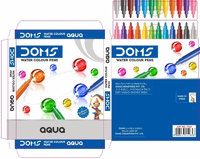 Doms Aqua Water Colour Pens Packaging Device mark 4940196 Trademark