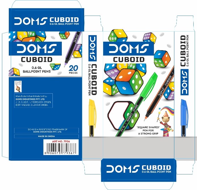 Doms Cuboid Ball Point Pens Packaging Device mark 4940197 Trademark
