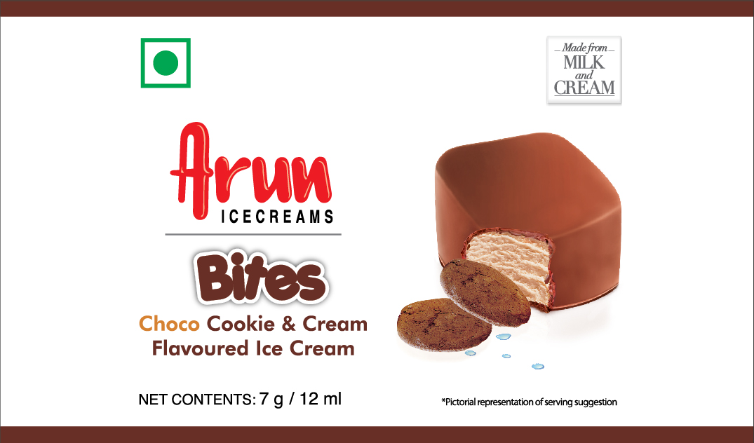 Arun Icecreams Bites Choco Cookie & Cream Flavoured Ice Cream Device mark 4940983 Trademark