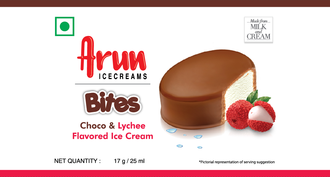 Arun Icecreams Bites Choco & Lychee Flavored Ice Cream Device mark 4940989 Trademark