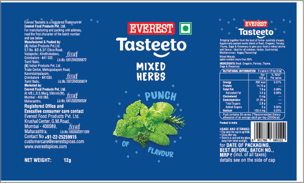 Everest Tasteeto Mixed Herbs Device mark 5298739 Trademark