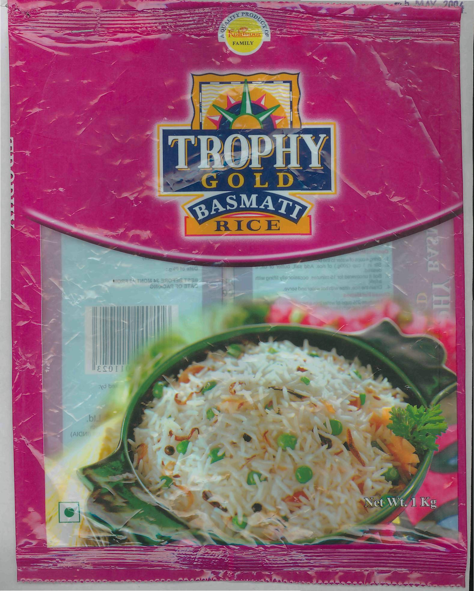Trophy Gold Basmati Rice(label) Device mark 1281961 Trademark