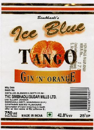 Ice Blue Tango With Label Device mark 1469381 Trademark