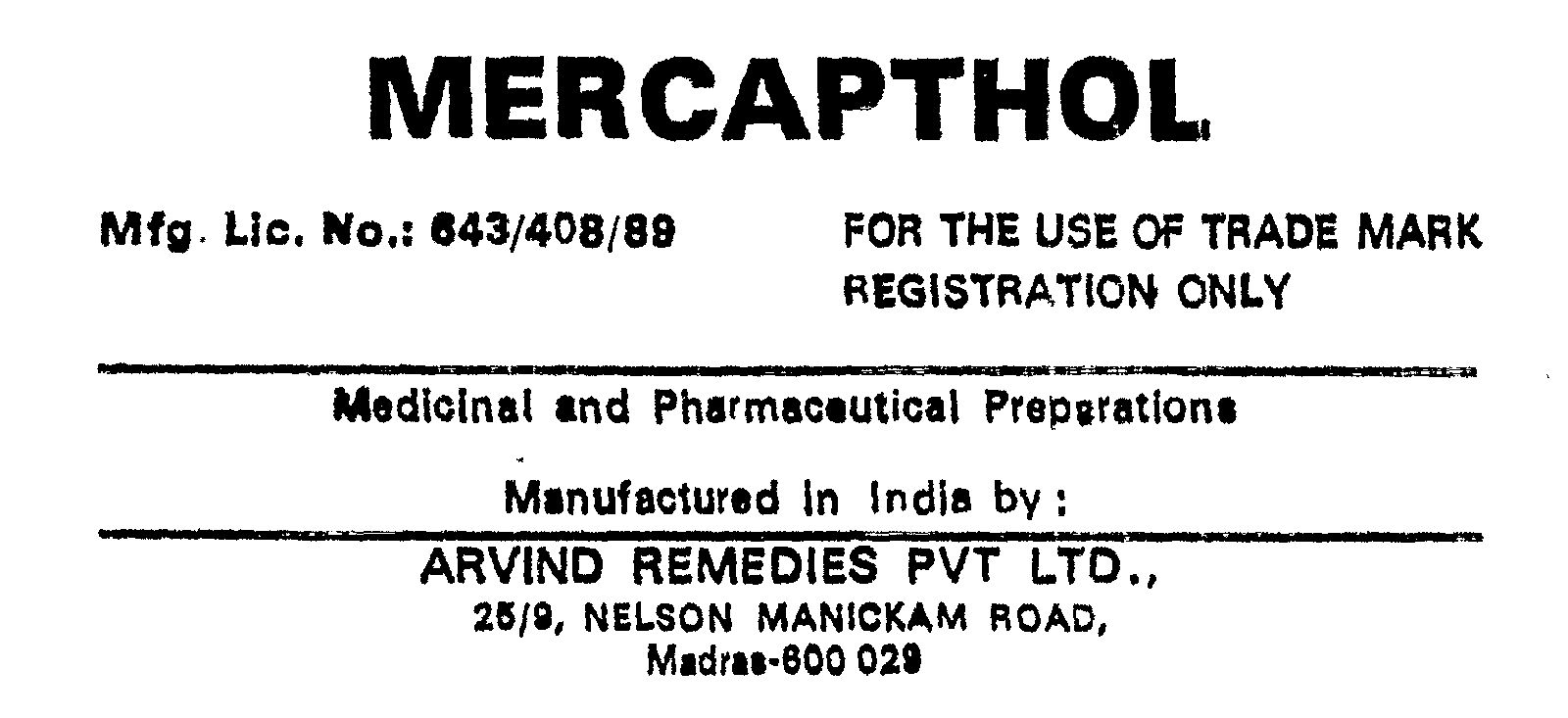 Mercapthol Device mark 579509 Trademark