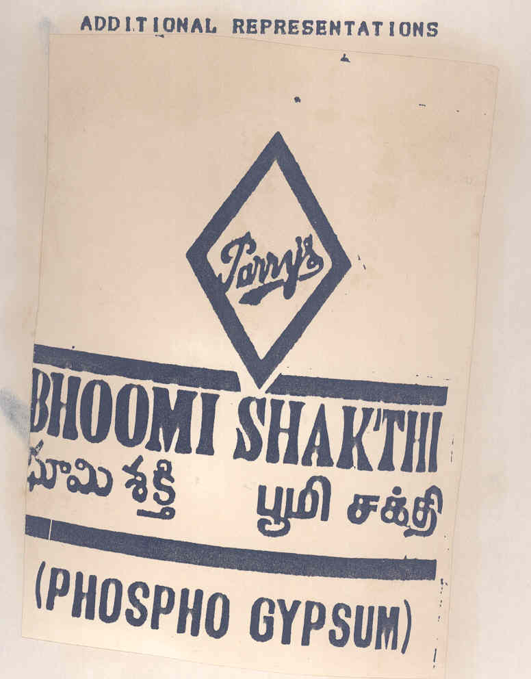 Pary's Bhoomi Shakthi (phospho Gypsum) (label) Device mark 624744 Trademark