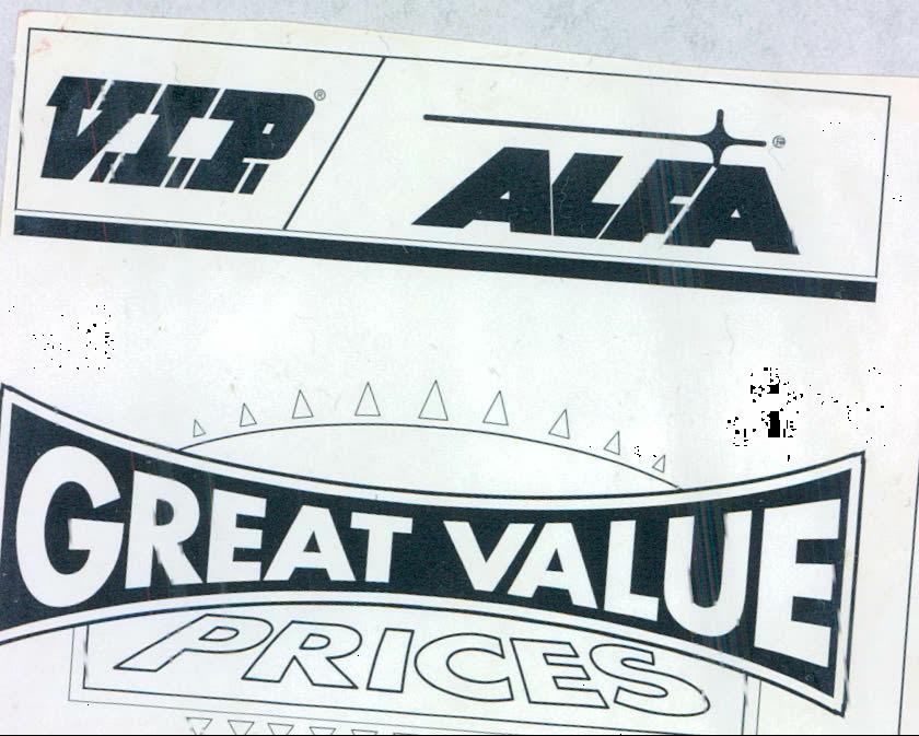 V.i.p. Alfa Great Value Prices (label) Device mark 791492 Trademark