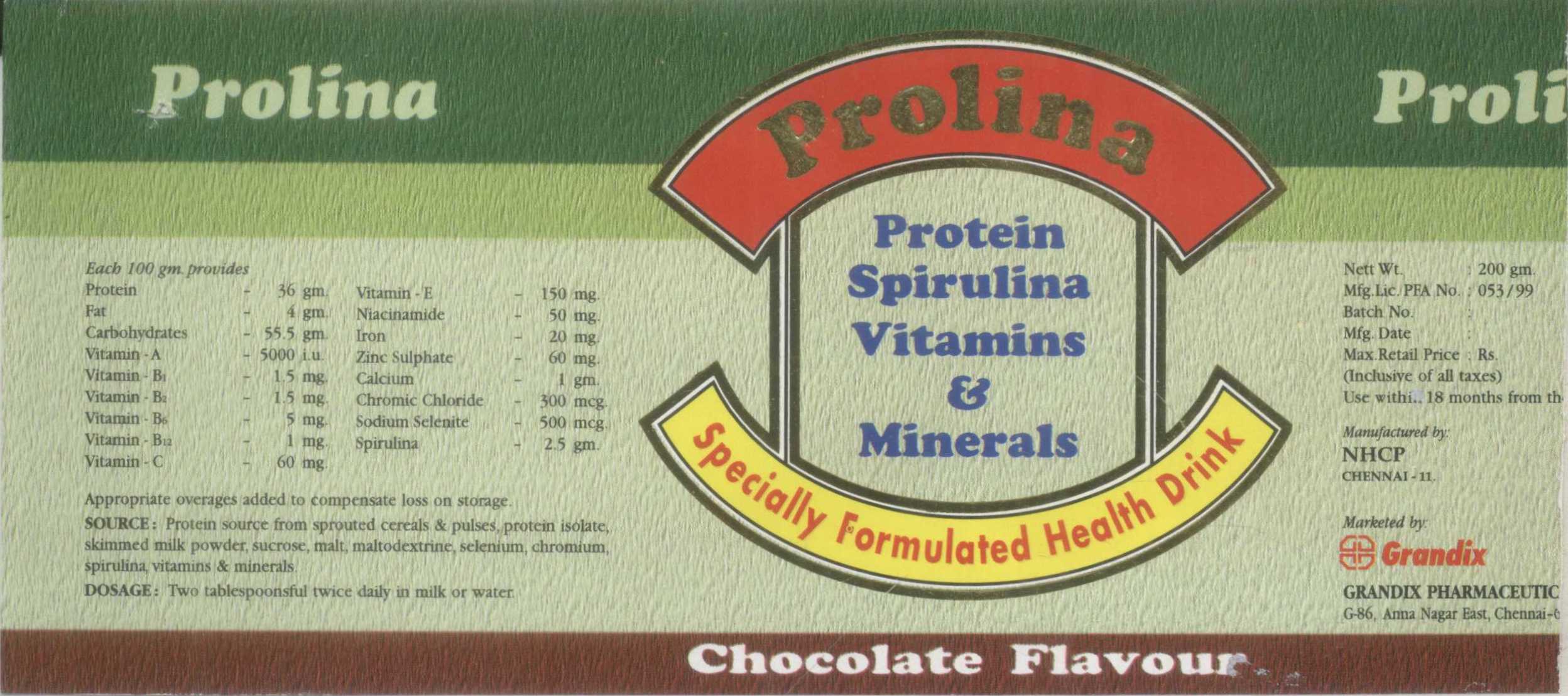 Prolina (label) Device mark 863083 Trademark