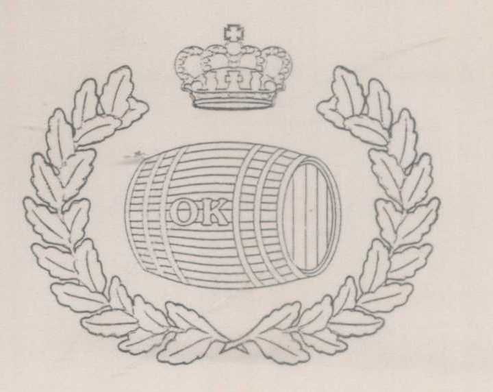 O K With Keg, Crown And Lauirel (device) Device mark 884641 Trademark