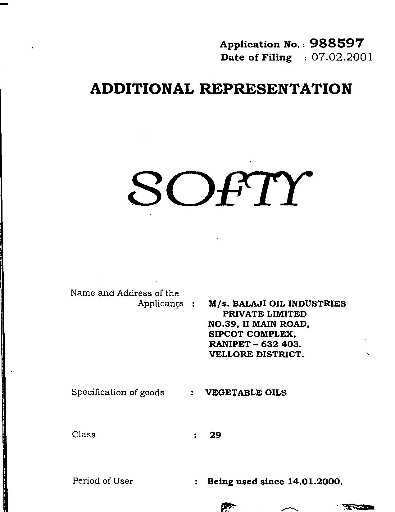 Softy Device mark 988597 Trademark