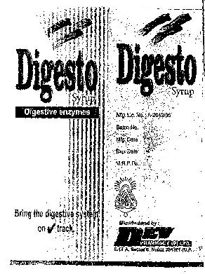 Digesto Syrup Digestive Enzymes Device mark 1119472 Trademark