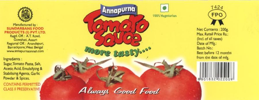 Annapurna Tomato Sauce, (de. Of Tomato) Device mark 1173855 Trademark