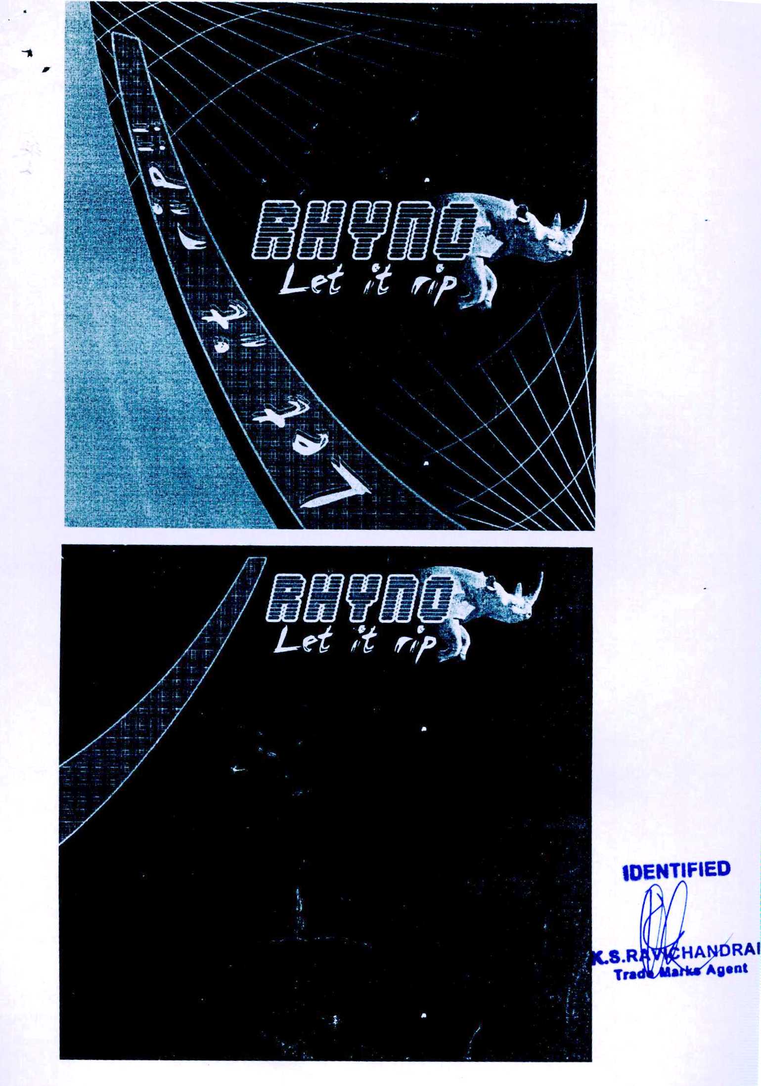 R H Y N O (label) Device mark 1353686 Trademark