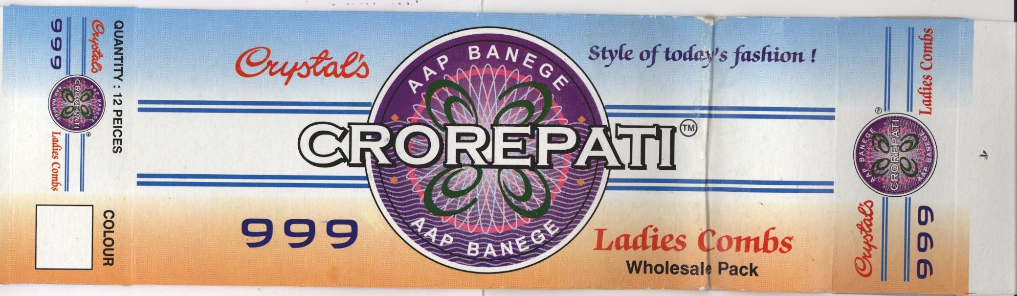 Crorepati Ladies Combs (label) Device mark 1390028 Trademark