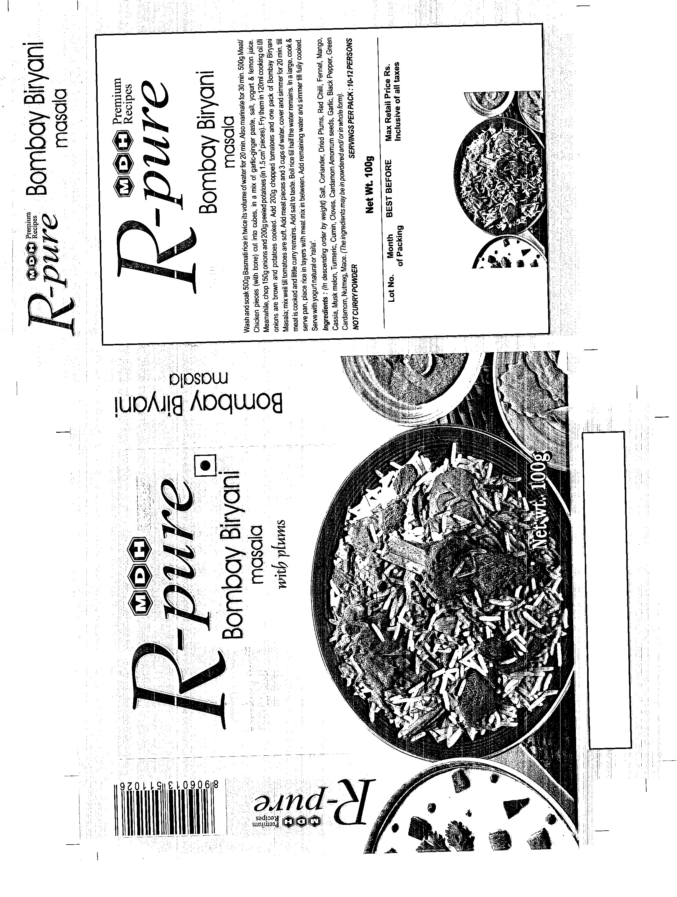 R-pure Bombay Biryani Masala With Label Device mark 1435434 Trademark