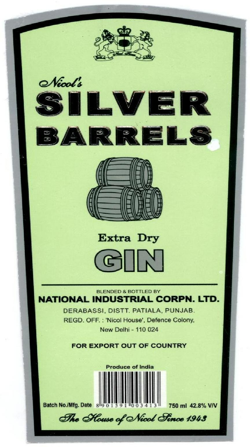 Silver Barrels With Label Device mark 1475535 Trademark