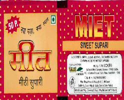 Miet Sweet Supari With Label Device mark 1495291 Trademark