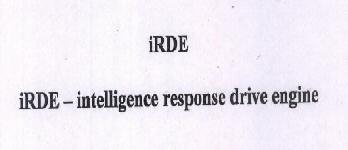 Irde Intelligence Response Drive Engine Device mark 1607237 Trademark