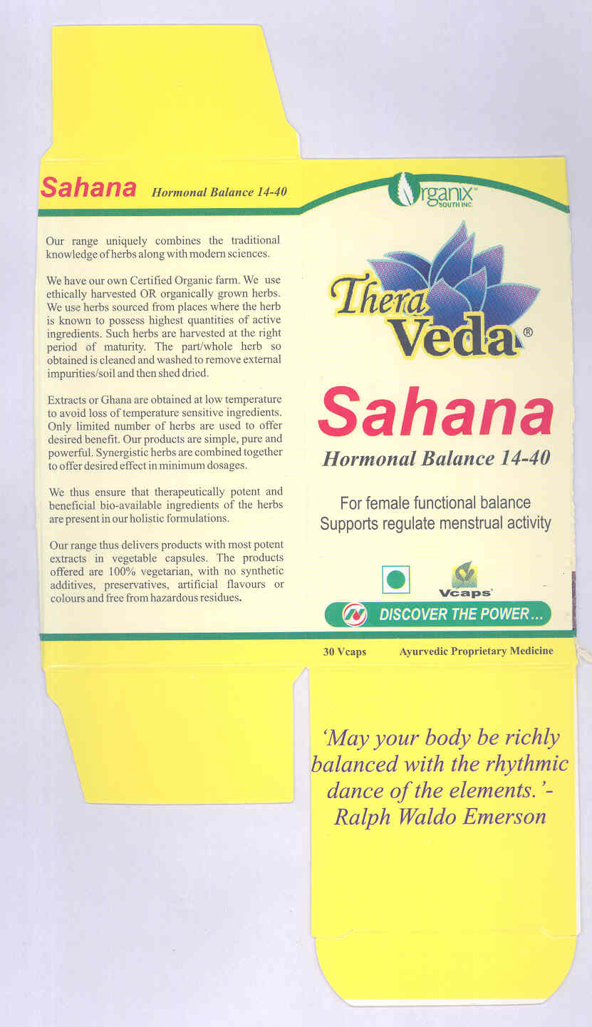 Thera Veda (label)sahana Hormal Balance Device mark 1710545 Trademark