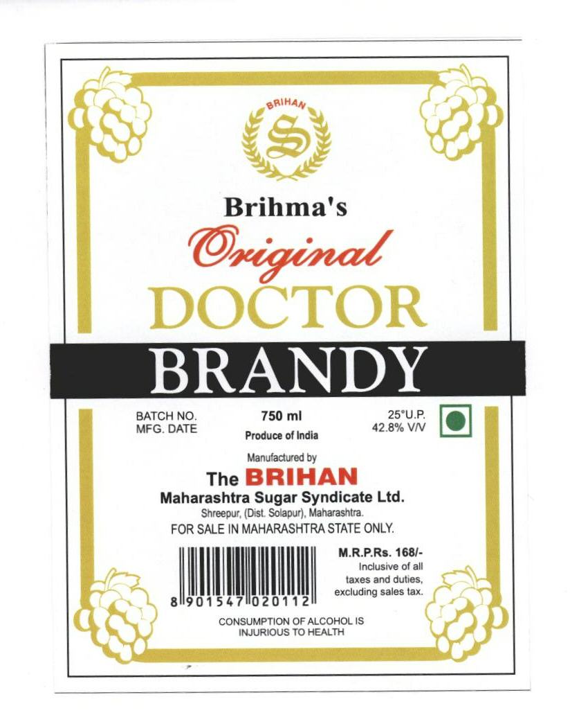 S Brihma's Doctor Brandy (label) Device mark 1759819 Trademark