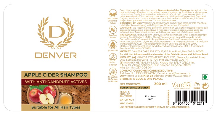 Denver Apple Cider Shampoo Device mark 5410685 Trademark