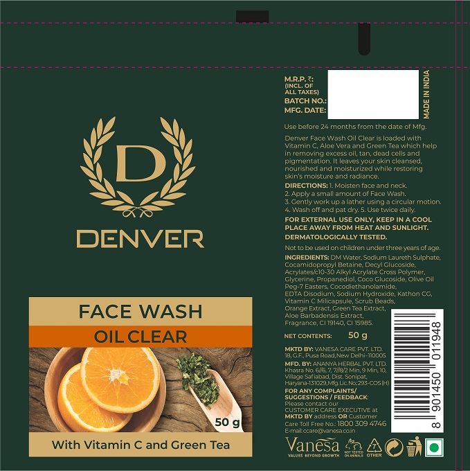 Denver Face Wash Oil Clear Device mark 5410692 Trademark