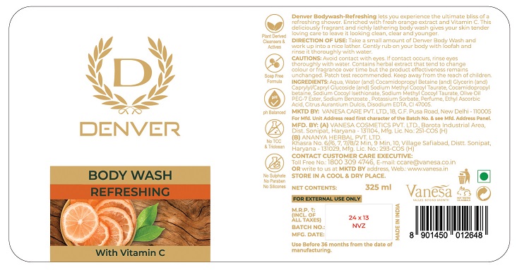 Denver Bodywash- Refreshing Device mark 5410687 Trademark