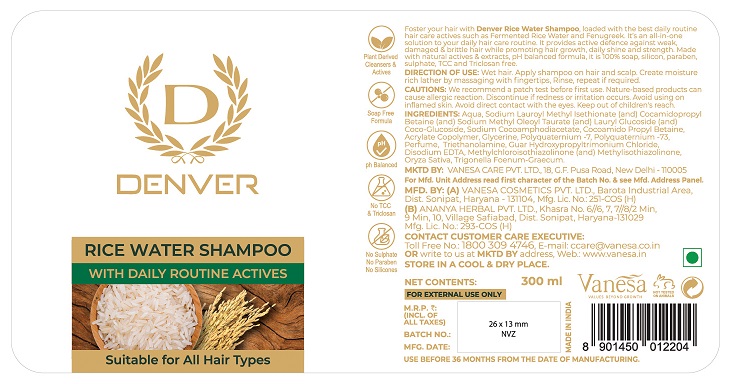 Denver Rice Water Shampoo Device mark 5410694 Trademark