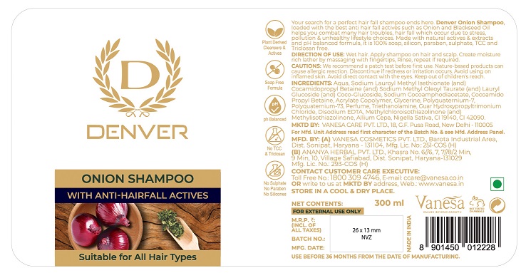 Denver Onion Shampoo Device mark 5410693 Trademark