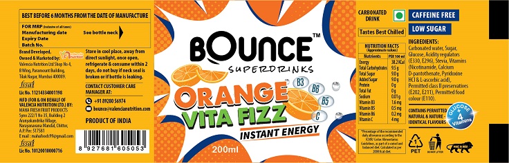 Bounce Superdrinks Orange Vita Fizz Device mark 5461666 Trademark