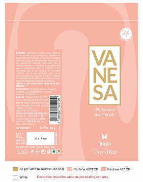 Vanesa Tingle Deo Mist Device mark 5486221 Trademark
