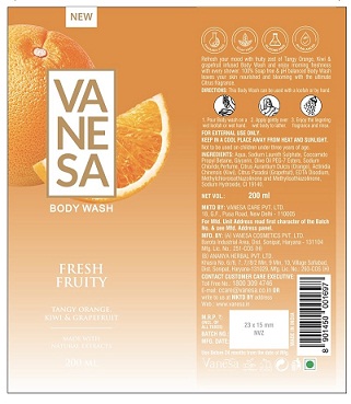 Vanesa Body Wash Fresh Fruity Device mark 5536116 Trademark
