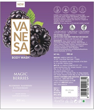 Vanesa Body Wash Magic Berries Device mark 5536119 Trademark