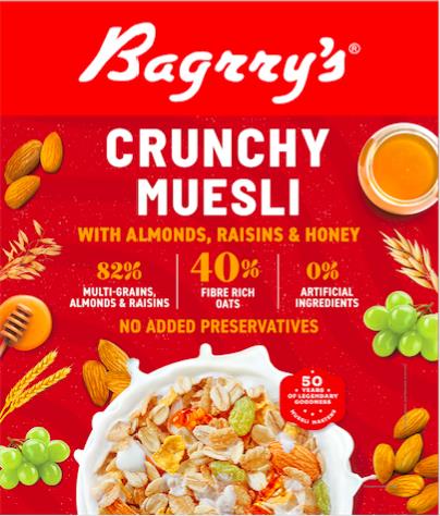 Bagrry's Crunchy Muesli With Almonds, Raisins & Honey Device mark 5247103 Trademark