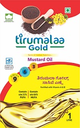 Tirumalaa Gold. Taste Of Indian Families. Mustard Oil Label Device mark 5276123 Trademark