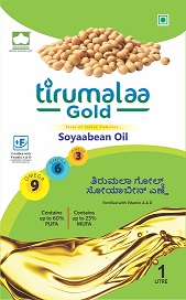 Tirumalaa Gold. Taste Of Indian Families. Soyaabean Oil Label Device mark 5276130 Trademark