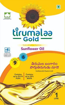 Tirumalaa Gold. Taste Of Indian Families. Sunflower Oil Label Device mark 5276137 Trademark